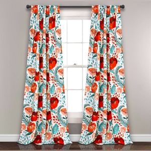 NEW Lush Decor Poppy Garden 84" Curtains Pair Panels (2) Bundle Bright Floral